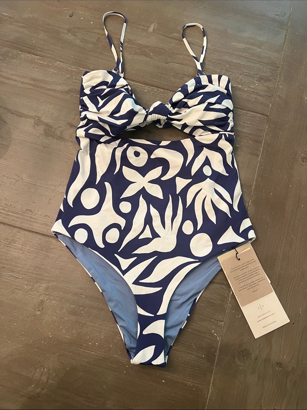 Cala De La Cruz Violeta One-Piece Swimsuit with Twist Front and tie back